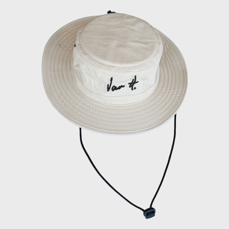 VanH Beige Wide Brim Bucket hat