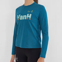 Womens Teal Retro Warm Up Top