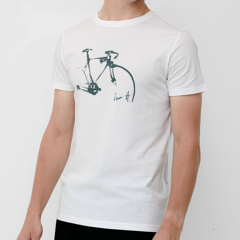 Mens white bike t-shirt