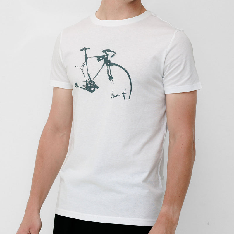 Mens white bike t-shirt