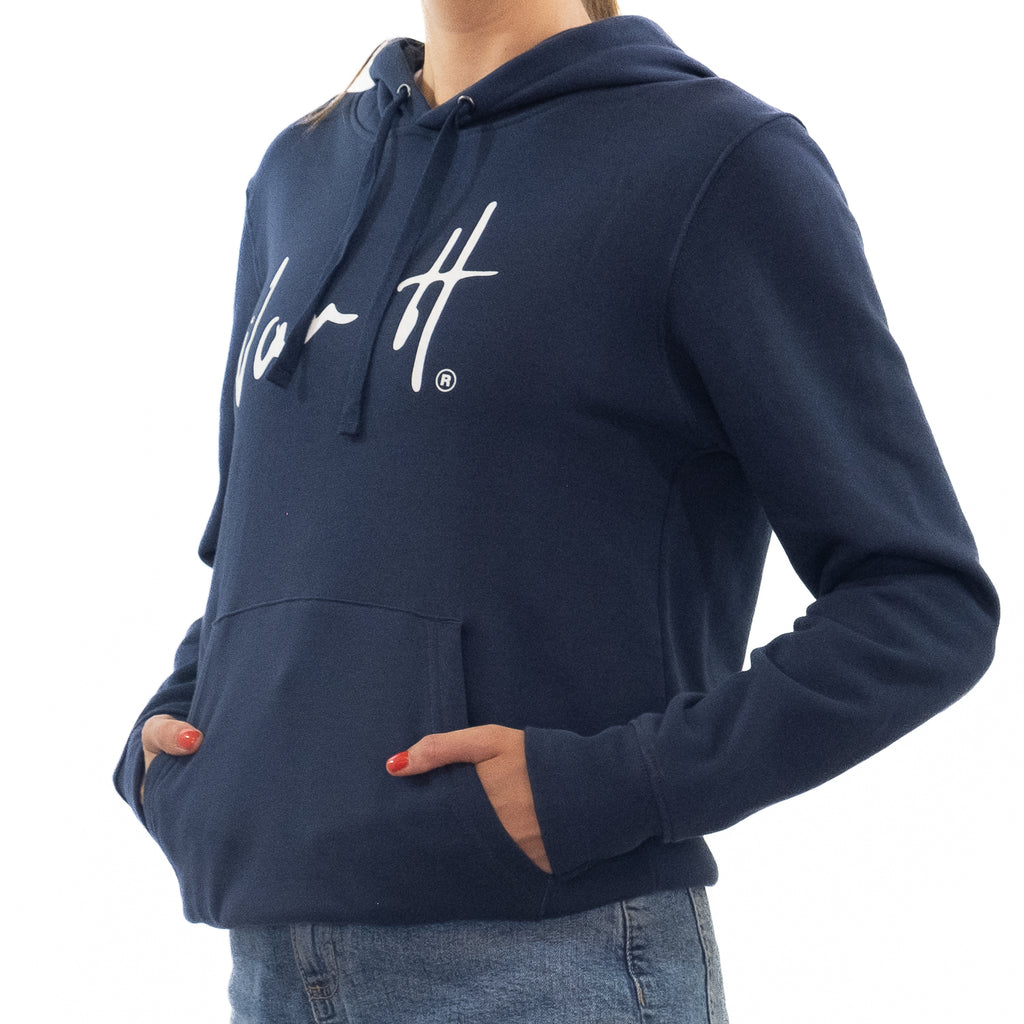 Navy hoodie with White logo