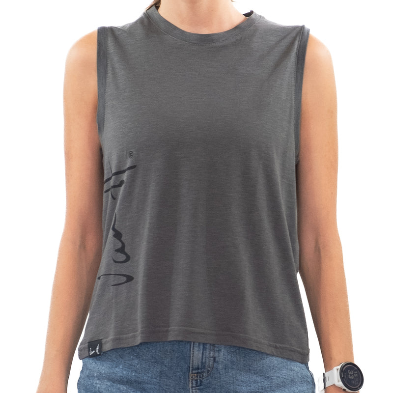 Women's Charcoal Sleeveless T-shirt