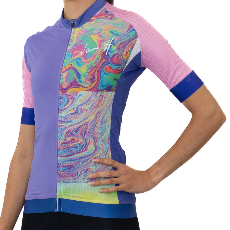 Cycling jersey. Sustainable. Eco-friendly. womens cycling shirt. sportwear. south africa. Van H. Off-cuts. one of a kind. exclusive. premium cycling clothes.