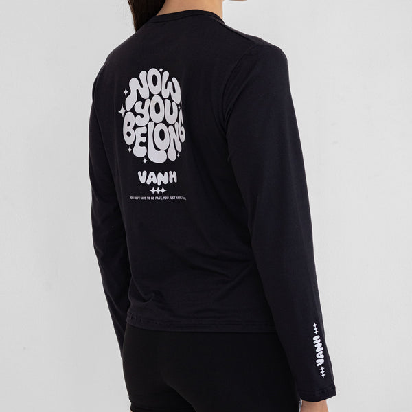 Womens Black Belong Warm Up Top