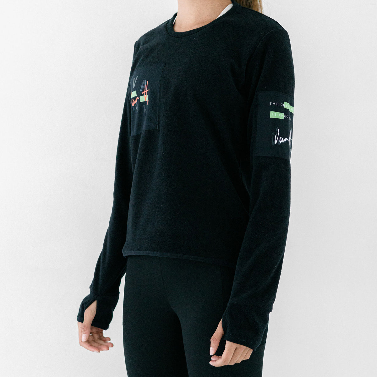 Womens Black Polar Fleece Top