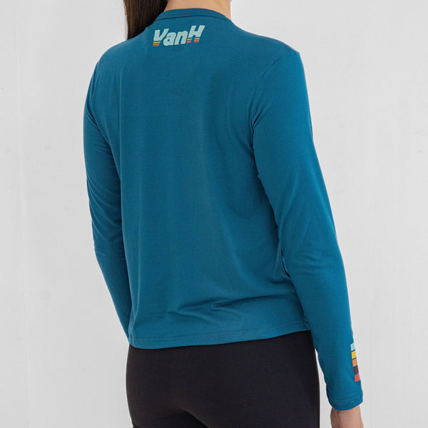 Womens Teal Retro Warm Up Top